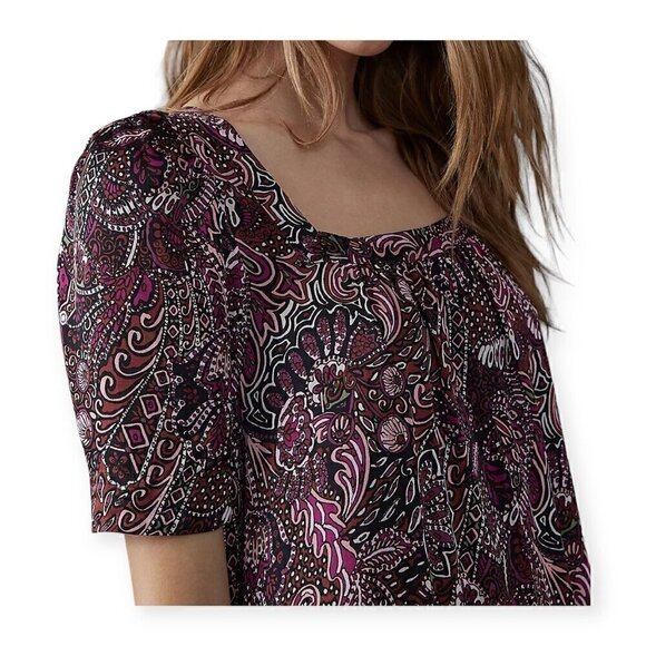 Anthropologie Lisabetta Maxi Printed‎ Dress Size M, paisely print, Wine, NWT - Picture 2 of 12